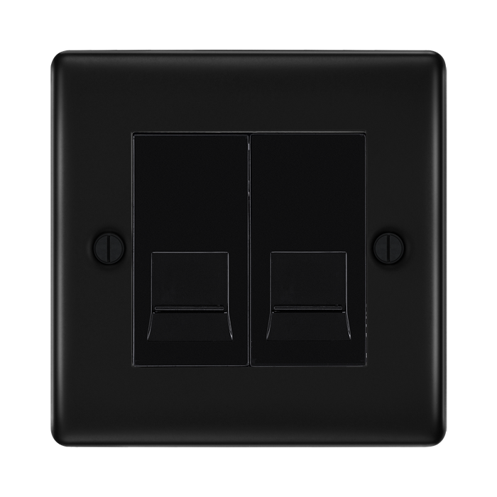 BG Nexus Metal Matt Black Double Master Telephone Socket NFBBTM2B