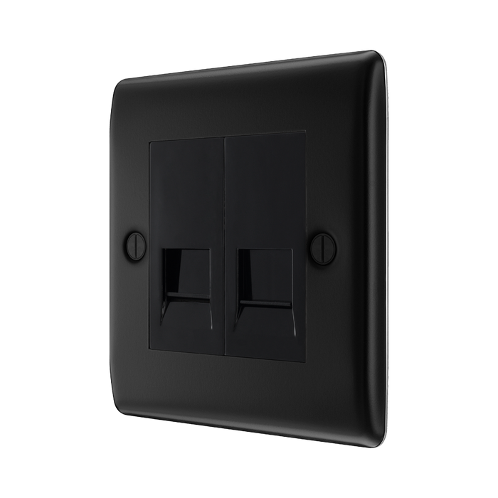 BG Nexus Metal Matt Black Double Master Telephone Socket NFBBTM2B