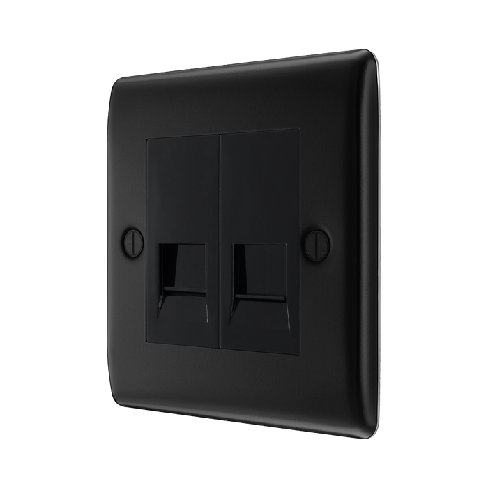 BG Nexus Metal Matt Black Double Secondary Telephone Socket NFBBTS2B