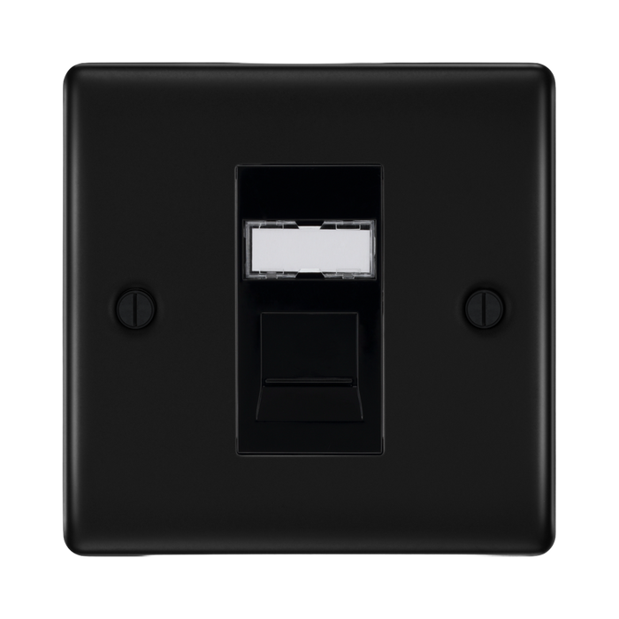 BG Nexus Metal Matt Black RJ45 Cat6 Data Outlet NFBRJ4516B Available from RS Electrical Supplies