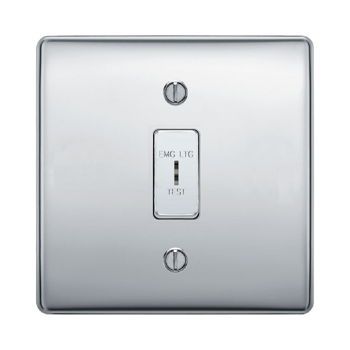 BG Nexus Metal Polished Chrome Emergency Key Switch NPC12EL Available from RS Electrical Supplies