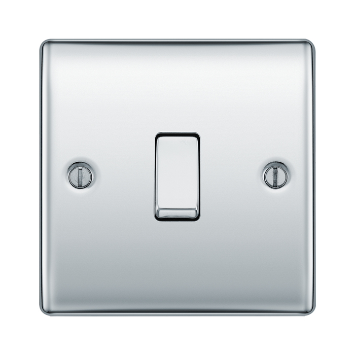 BG Nexus Metal Polished Chrome 1G 2W Light Switch NPC12