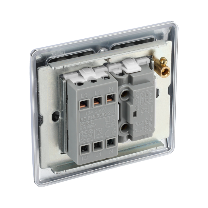 BG Nexus Metal Polished Chrome Fused Fan Isolator Switch NPC15F