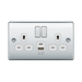 BG Nexus Metal Polished Chrome 13A Double USB Socket with 12W A+C Ports NPC22UAC12W Available from RS Electrical Supplies