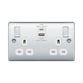 BG Nexus Metal Polished Chrome 13A Double USB Socket with 22W A+C Ports NPC22UAC22W