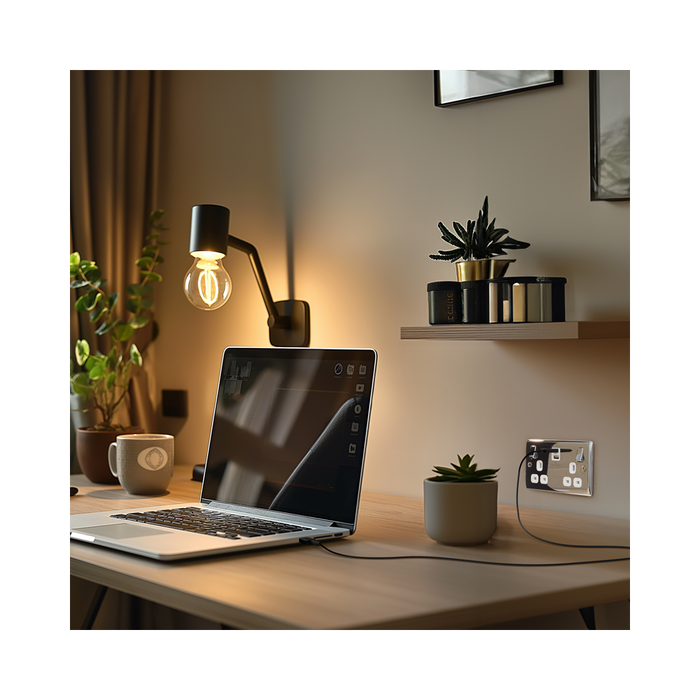 BG Nexus Metal Polished Chrome 13A Double USB Socket with 45W A+C Ports NPC22UAC45W