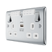 BG Nexus Metal Polished Chrome Wi-Fi Extender USB Socket NPC22UWRW – angled front view