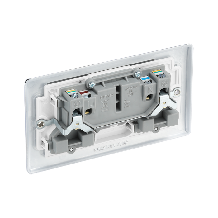 BG Nexus Metal Polished Chrome 13A Double Socket NPC22W