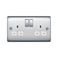 BG Nexus Metal Polished Chrome 13A Double Socket NPC22W