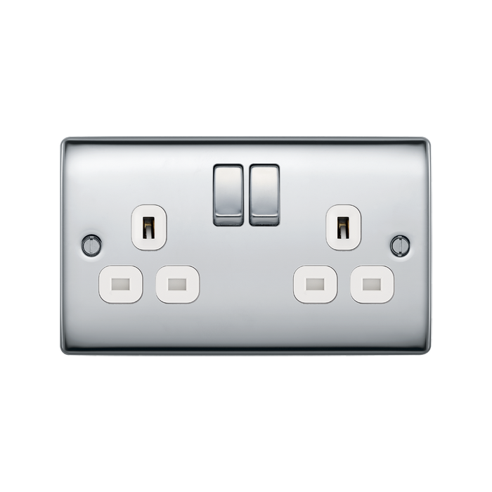 BG Nexus Metal Polished Chrome 13A Double Socket NPC22W