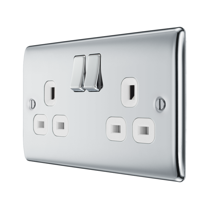 BG Nexus Metal Polished Chrome 13A Double Socket NPC22W