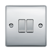 Front view of BG Nexus Metal Polished Chrome 2G Intermediate Light Switch NPC2GINT