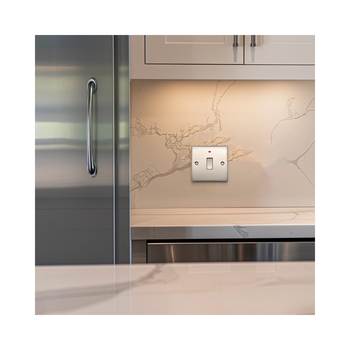 BG Nexus Metal Polished Chrome 20A Double Pole Switch with Neon NPC31