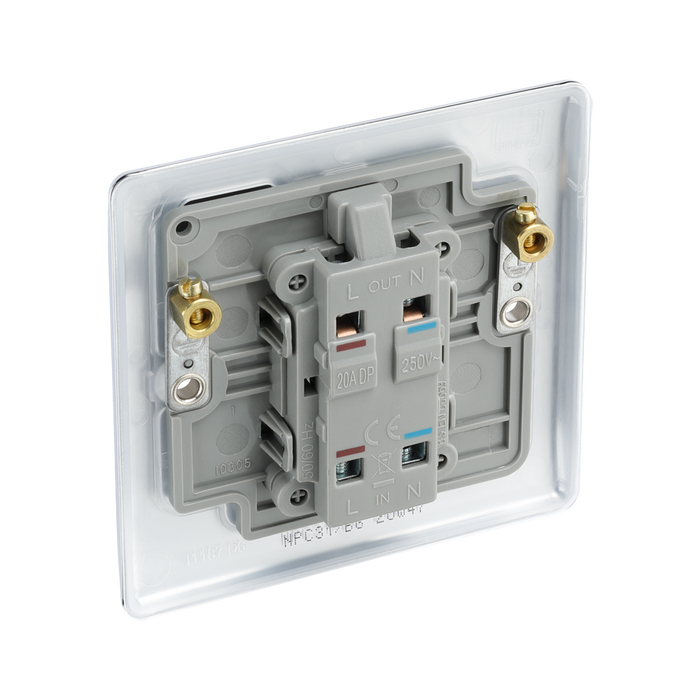 BG Nexus Metal Polished Chrome 20A Double Pole Switch with Neon NPC31