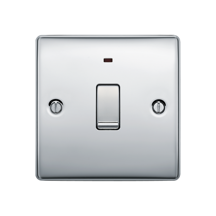 BG Nexus Metal Polished Chrome 20A Double Pole Switch with Neon NPC31