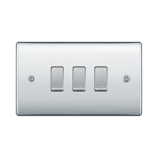 BG Nexus Metal Polished Chrome 3G Intermediate Combination Switch Available from RS Electrical Supplies