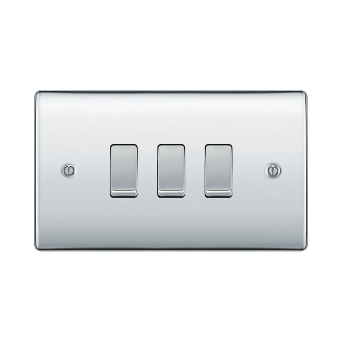 BG Nexus Metal Polished Chrome 3G Intermediate Combination Switch Available from RS Electrical Supplies