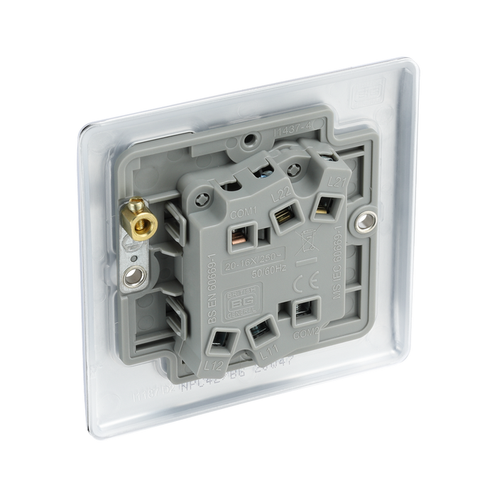 BG Nexus Metal Polished Chrome 2G 2W Light Switch NPC42