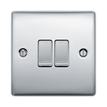 BG Nexus Metal Polished Chrome 2G 2W Light Switch NPC42