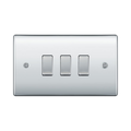 BG Nexus Metal Polished Chrome 3G 2W Light Switch NPC432 Available from RS Electrical Supplies