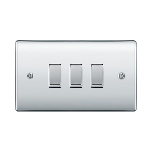 BG Nexus Metal Polished Chrome 3G 2W Light Switch NPC432 Available from RS Electrical Supplies