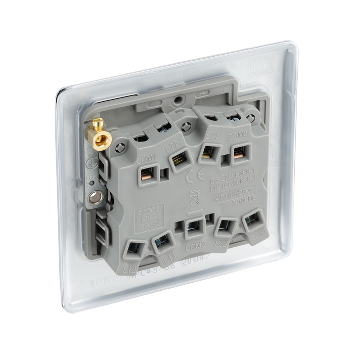 BG Nexus Metal Polished Chrome 3G 2W Light Switch NPC43
