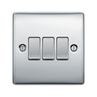 BG Nexus Metal Polished Chrome 3G 2W Light Switch NPC43