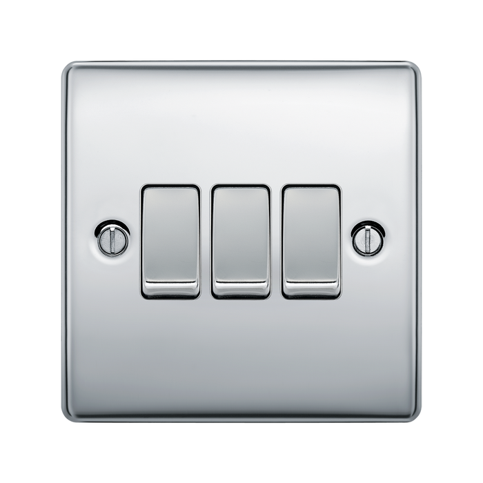 BG Nexus Metal Polished Chrome 3G 2W Light Switch NPC43