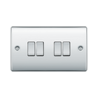 BG Nexus Metal Polished Chrome 4G 2W Light Switch NPC44