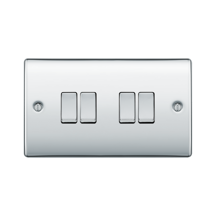 BG Nexus Metal Polished Chrome 4G 2W Light Switch NPC44