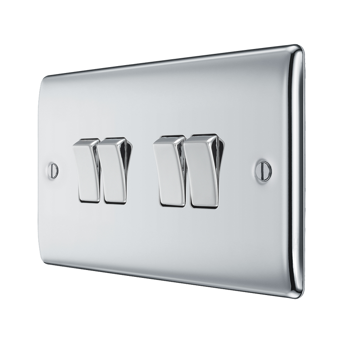 BG Nexus Metal Polished Chrome 4G 2W Light Switch NPC44