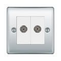 BG Nexus Metal Polished Chrome Double Co-axial Socket NPC61