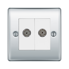 BG Nexus Metal Polished Chrome Double Co-axial Socket NPC61