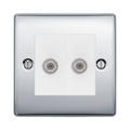 BG Nexus Metal Polished Chrome Double Satellite Socket NPC642 Available from RS Electrical Supplies