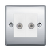 BG Nexus Metal Polished Chrome Double Satellite Socket NPC642 Available from RS Electrical Supplies