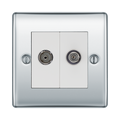 BG Nexus Metal Polished Chrome TV & Satellite Socket NPC65