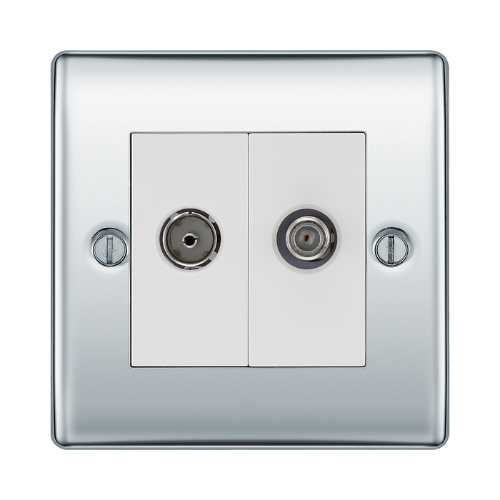 BG Nexus Metal Polished Chrome TV & Satellite Socket NPC65