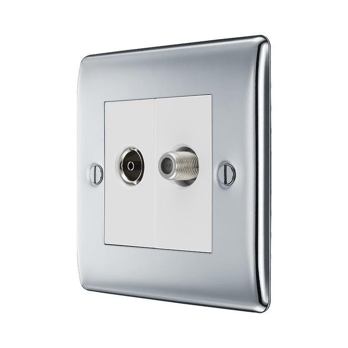 BG Nexus Metal Polished Chrome TV & Satellite Socket NPC65