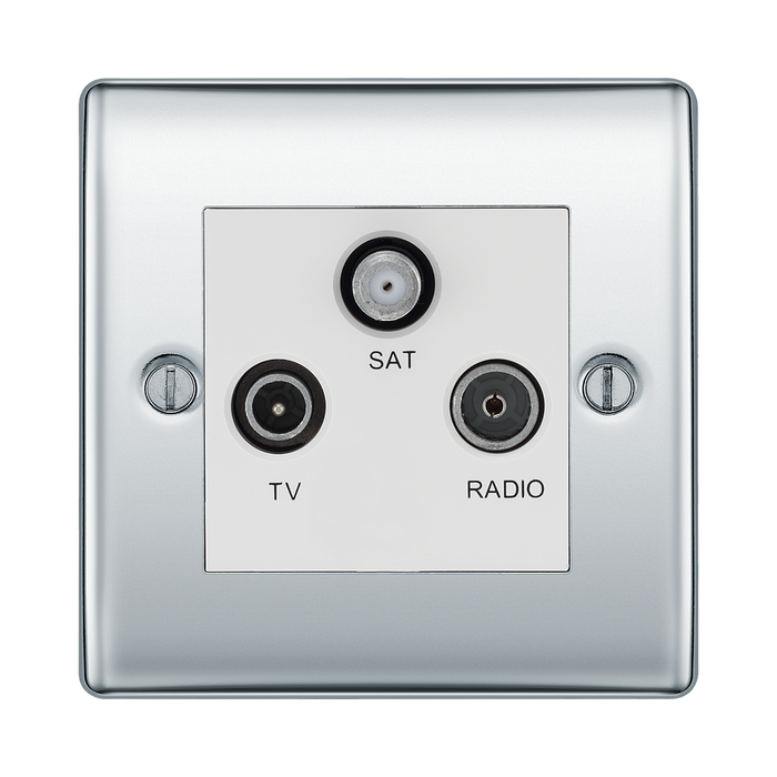 BG Nexus Metal Polished Chrome TV/FM/SAT Socket NPC67W