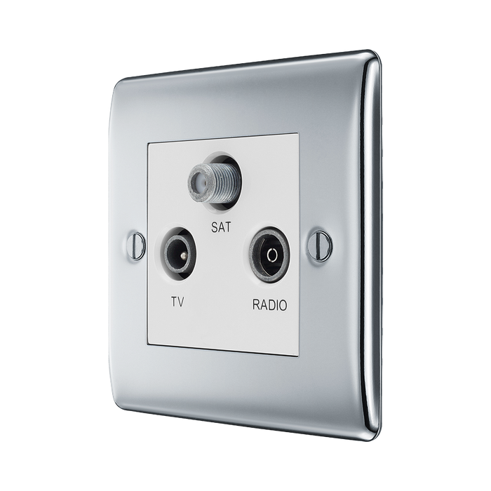 BG Nexus Metal Polished Chrome TV/FM/SAT Socket NPC67W