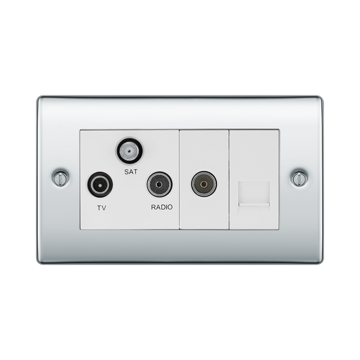 BG Nexus Metal Polished Chrome Combination TV Socket NPC68W