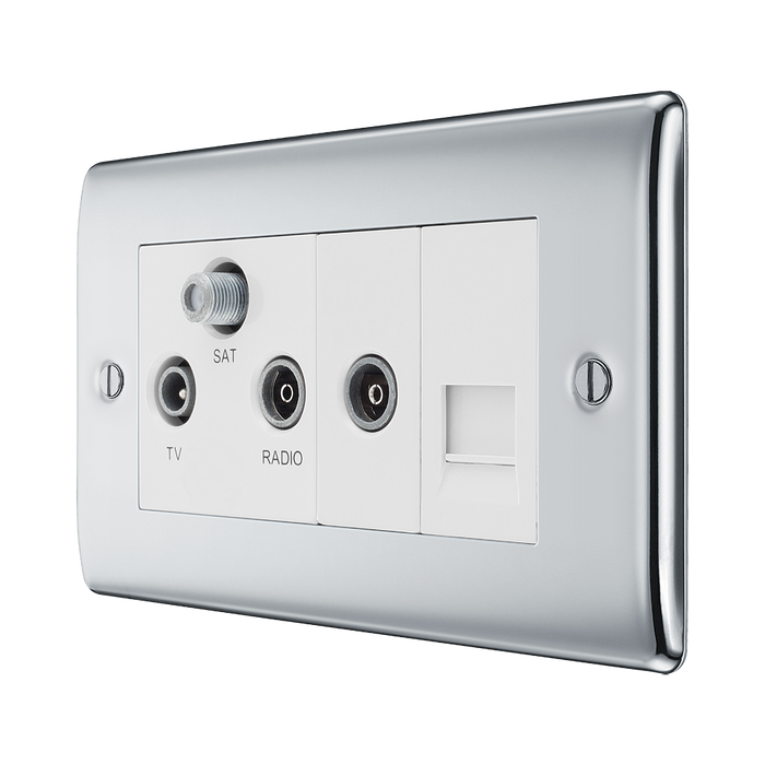 BG Nexus Metal Polished Chrome Combination TV Socket NPC68W