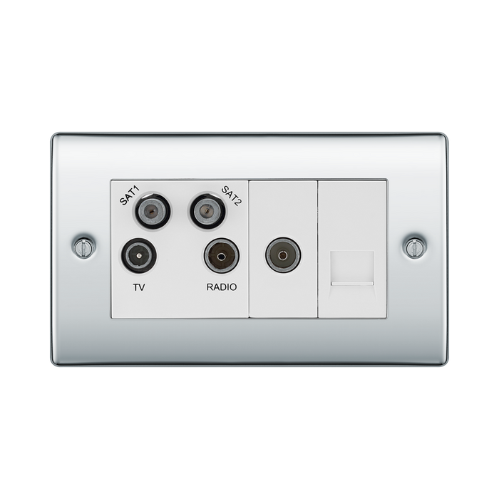 BG Nexus Metal Polished Chrome Combination TV Socket NPC69W