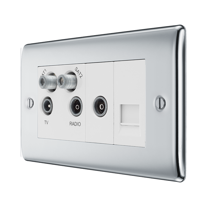 BG Nexus Metal Polished Chrome Combination TV Socket NPC69W