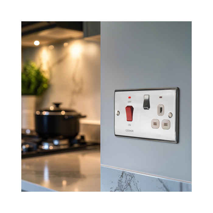 BG Nexus Metal Polished Chrome Cooker Switch with 13A Socket NPC70W