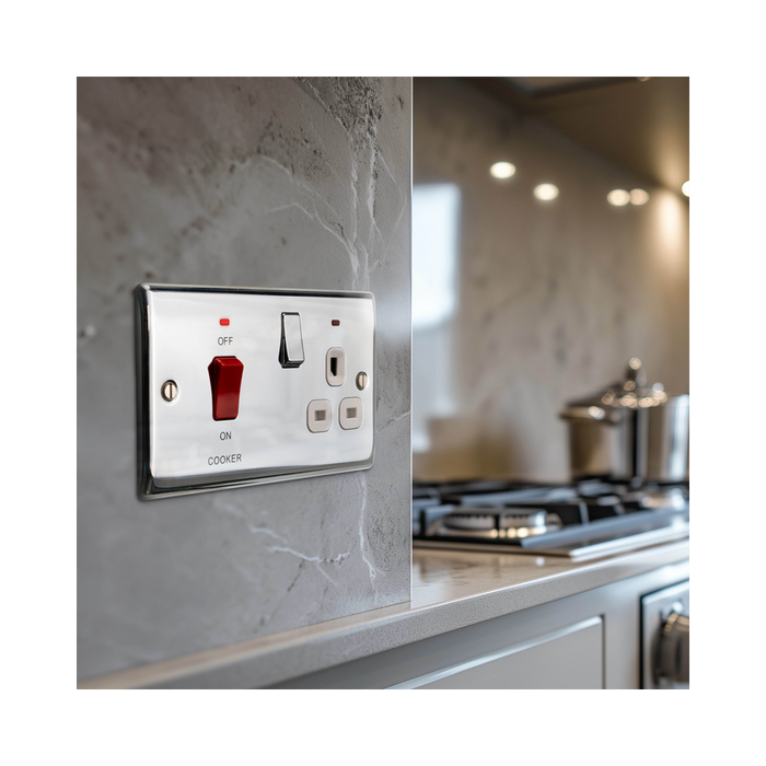 BG Nexus Metal Polished Chrome Cooker Switch with 13A Socket NPC70W
