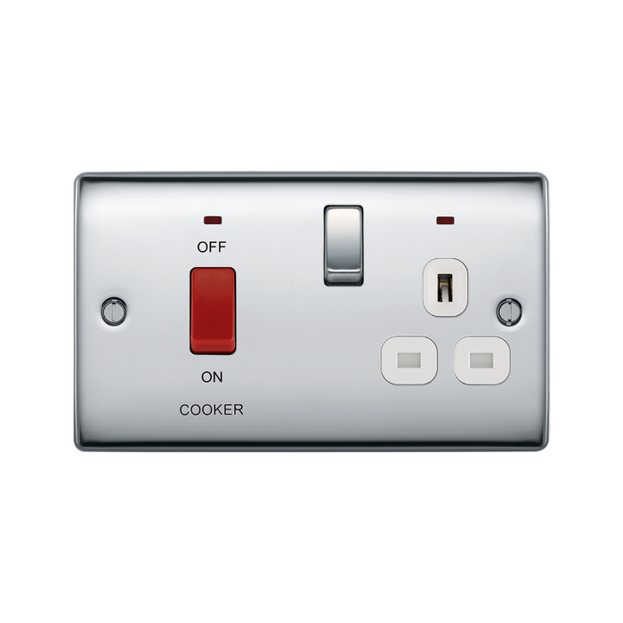 BG Nexus Metal Polished Chrome Cooker Switch with 13A Socket NPC70W