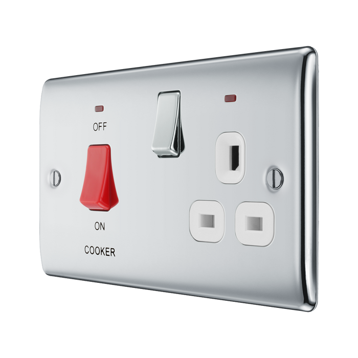 BG Nexus Metal Polished Chrome Cooker Switch with 13A Socket NPC70W