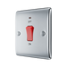 BG Nexus Metal Polished Chrome 45A Double Pole Switch NPC74 – angled front view