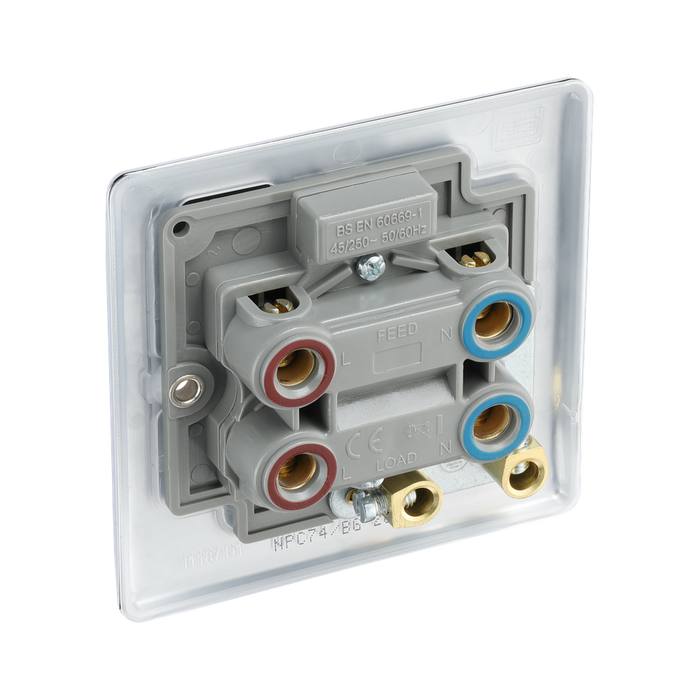 BG Nexus Metal Polished Chrome 45A Double Pole Switch NPC74 – back view